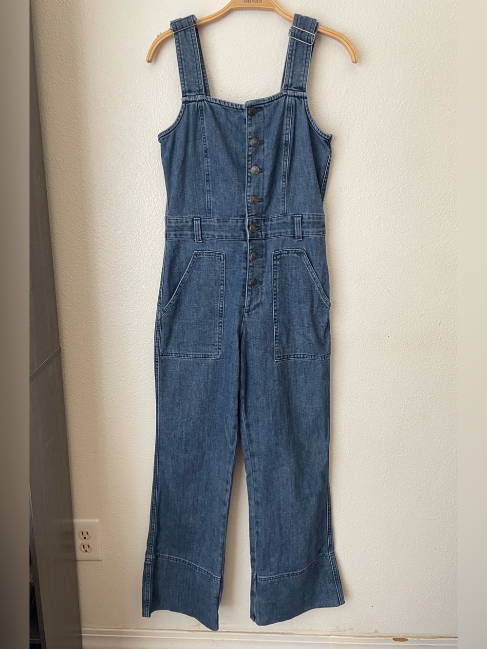 Aerie Kick Flare Overol denim - Picture 3 of 5